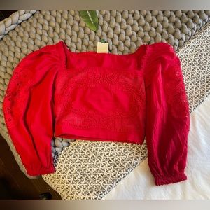 NWT Farm Rio Red Lace Blouse size S